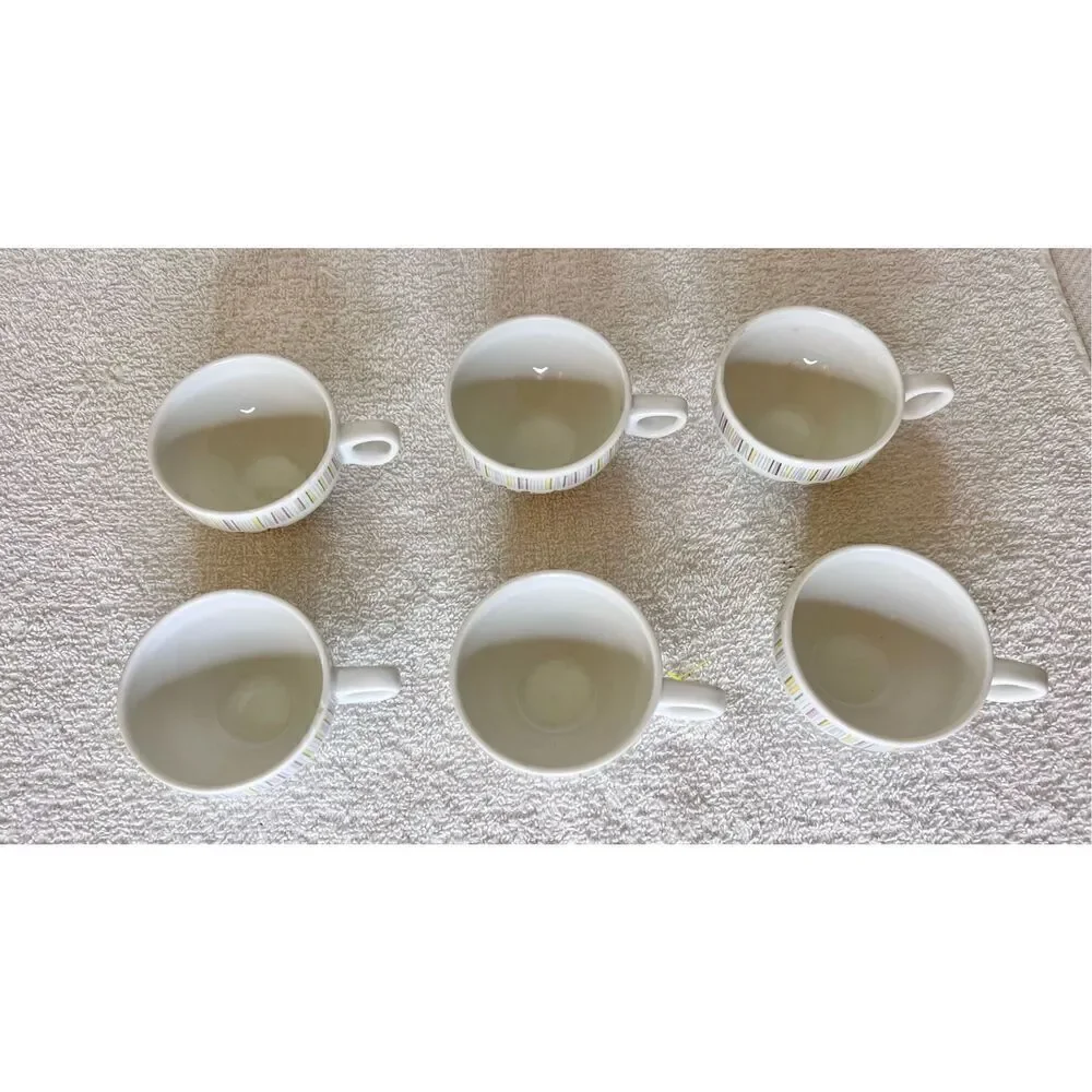 Vintage La Siesta Farbrik Dekor Schonwald  Geometric Print Espresso Cup Set Of 6